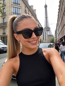 1 chiếc kính mắt mèo kiểu retro Châu Âu và Mỹ thời trang Y2K, kính thời trang đường phố đa năng nhẹ bằng nhựa PC (polycarbonate) với họa tiết da báo và thiết kế Bohemian. - Nhiều màu - Xem 2