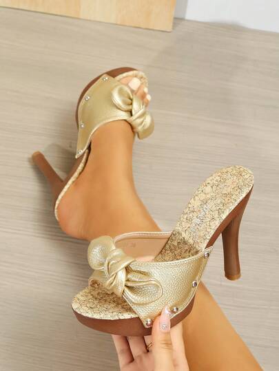 Giày sandal cao gót đế dày dành cho nữ, kiểu dáng đa năng, dễ xỏ, thích hợp cho mùa hè.