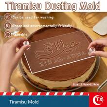 1 tấm phim acrylic trong suốt in hình Tiramisu. Tấm bìa in logo món tráng miệng Tiramisu kèm khuôn rỗng ghi lời chúc ngắn. Khuôn trang trí bánh Tiramisu cho lễ Eid Al-Adha, thích hợp làm quà tặng sinh nhật, quà tặng cuối tuần, quà tặng ngày lễ, quà chúc mừng đính hôn, quà tặng trang trí tạo không khí ấm cúng cho gia đình trong tháng Ramadan. - trắng - Xem 2