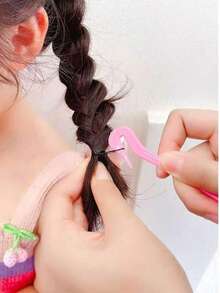 2pcs Elastic Hair Tie Cutter, Disposable Rubber Band Remover Tool, Hair Accessory To Prevent Scalp Damage (Purple & Pink), Curling Iron, No-Heat Curling, Hair Curler, Salon & Travel Essential, Back To School - Multicolor - View 5