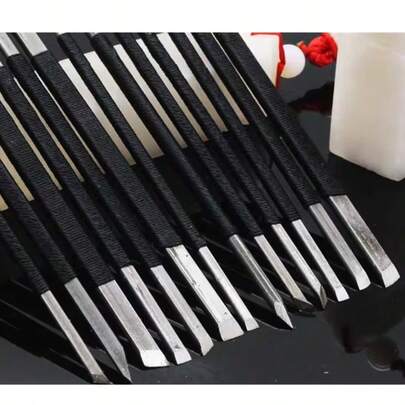 10pcs / Per Set Wooden Handle Wood Carving Chisel Tool Set, Cutting Wood Carving Knife Set, Woodworking Carving Hand Tool Kit