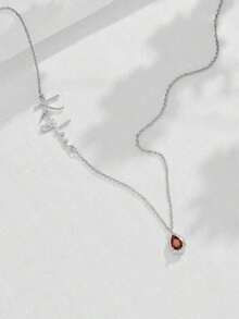 1 Personalized Custom English Letter Name Birthstone Artificial Zirconia Pendant Necklace, Elegant And Romantic, Bohemian Style With Accessories, Suitable, School Supplies, Back To School, For Office, For School, For Classroom, For Teacher Gifts, For University, For Colleague, For Dorm Rooms, For Teacher, For Boys And Girls, For Teenagers, Junior High School Students, Middle School Students,Delicate Romance - Nhiều màu - Xem 8