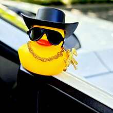 1pc Yellow Decorative Rubber Duck Car Dashboard Decor, Perfect Car Gift For Friends, Cute And Fun Little Yellow Duck - Yellow - View 4