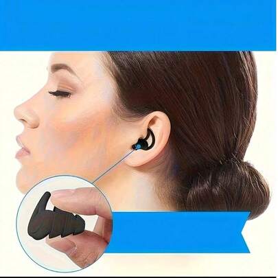 1 Cặp nút bịt tai bằng silicon mềm, 3 lớp, có thể tái sử dụng, thích hợp cho bơi lội, học tập và các buổi hòa nhạc, có chức năng giảm tiếng ồn.
