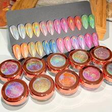 Y2K Holographic Super Shiny Mermaid Nail Powder, Mirror Metal Friction Powder, Holiday DIY Nail Art, Holographic Mirror Powder Nail Art Set - Nhiều màu - Xem 5