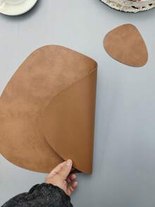 1 pieza/4 piezas Manteles individuales y posavasos de cuero artificial, resistentes al calor, antideslizantes, lavables e aislantes para café, estilo nórdico, manteles para mesa de cocina, decoración de mesa de cocina, decoración de sala de estar, manteles aislantes - Marrón - Ver 5