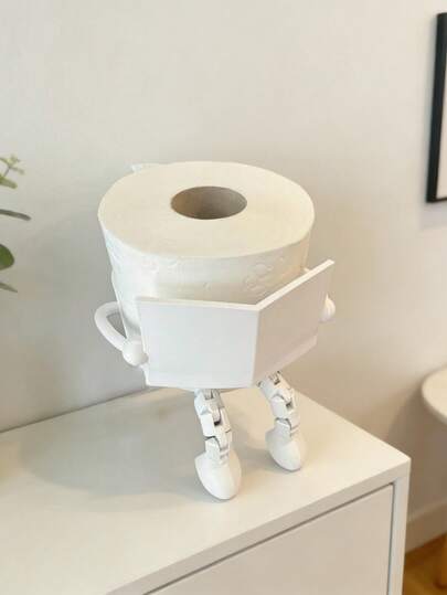 Giá đựng giấy vệ sinh in 3D hình báo đen trắng - Thiết kế cuộn độc đáo, đứng độc lập, trang trí phòng tắm bằng nhựa, phù hợp cho nhà vệ sinh gia đình và văn phòng, phụ kiện trang trí phòng tắm.