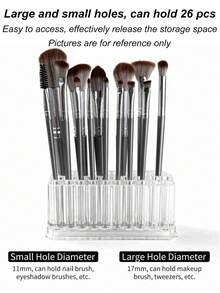 1 pièce Organisateur de pinceaux à ongles avec 26 trous, support de rangement pour eyeliner, présentoir de rangement pour cosmétiques et stylos. Présentoir acrylique pour pinceaux de maquillage. Accessoire pour manucure - Transparent - Voir 3