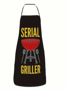 [Durable Design] Adjustable Cooking Apron For Grill - Black With Red Pattern, Suitable For Men And Women, Retro Style, Suitable For Home And Outdoor Cooking, Durable Fabric, Barbecue Apron - 60*80cm - View 8