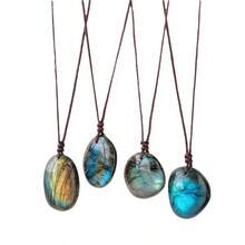 1 chiếc mặt dây chuyền đá quý tự nhiên màu đen Tourmaline Labradorite chưa qua xử lý, trang sức thạch anh dành cho nữ, quà tặng cho phái nữ - Mặt dây chuyền pha lê - Xem 6