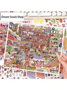 Extra Large Vintage General Store Scenery Stickers, Miniature Goods Storage Series Stickers, 3D Positioning Line DIY Decorative Collage Stickers - Rectangle - View 4