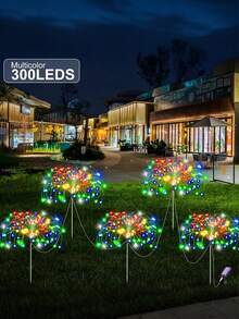 Bộ 4 đèn LED năng lượng mặt trời hình pháo hoa 240/320W, đèn trang trí năng lượng mặt trời thông minh cảm biến ánh sáng, chống nước IP44, 8 chế độ chiếu sáng pháo hoa, thích hợp cho đường phố thương mại, vỉa hè, sân vườn, tiệc tùng, đám cưới và các trang trí ngày lễ khác cũng như trang trí phông nền chụp ảnh/lối đi (Trắng/Nhiều màu/Ấm) - Nhiều màu - Xem 27