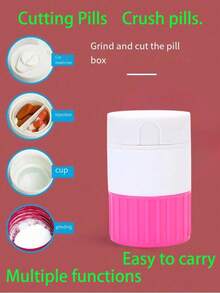 2-In-1 Pill Crusher & Splitter, Portable Manual Fine Powder Grinder, Multi-Function Medicine Organizer Box, Home Travel Medication Kit, Weekly Pill Management Tool, Assorted Colors, Practical Gift - View 8