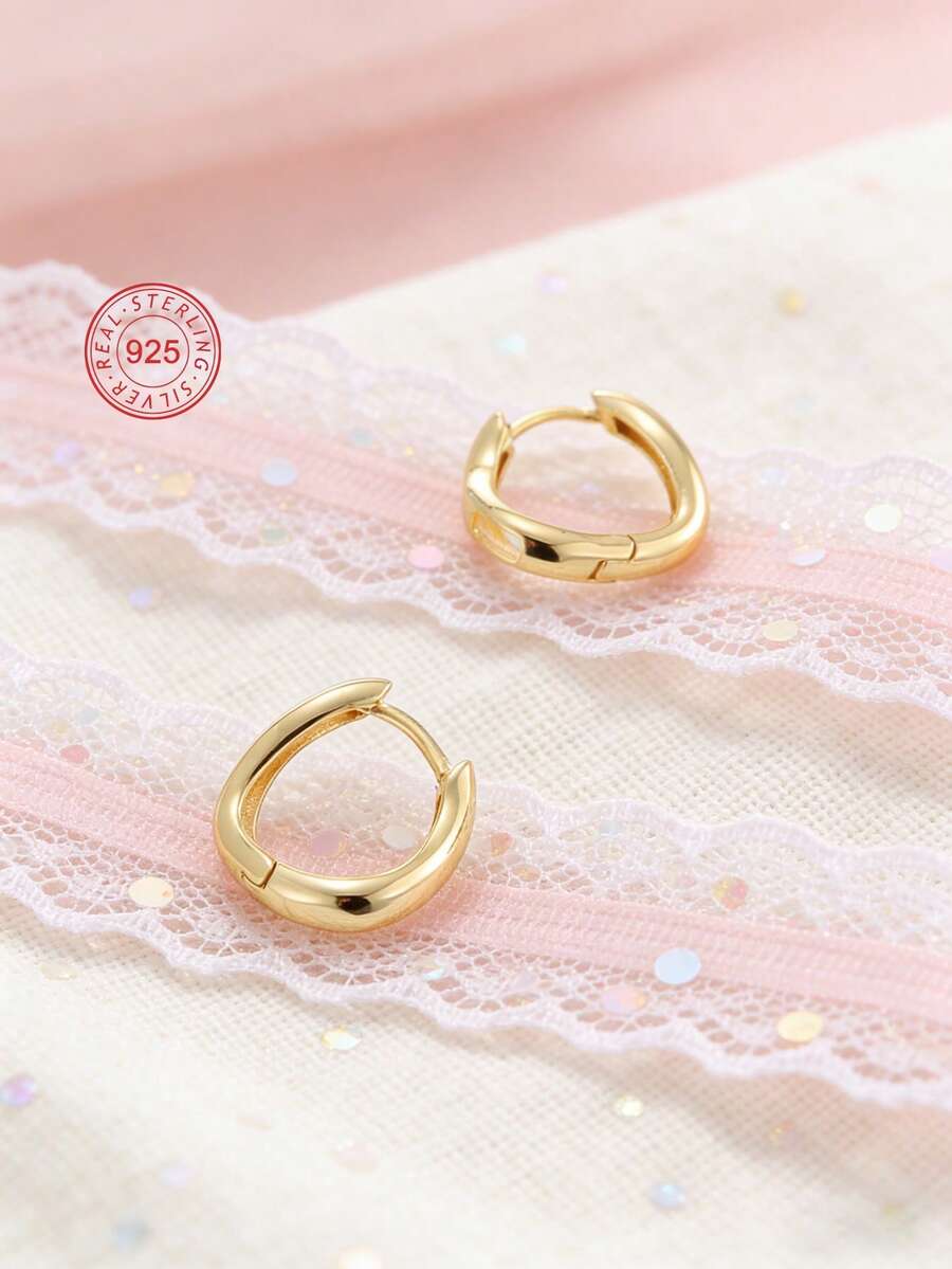 Artepollo 1 Đôi bông tai bạc 925 không gây dị ứng, kiểu dáng xoắn, thiết kế tối giản, đóng hộp quà tặng, thích hợp làm quà sinh nhật cho trẻ em, bé gái, bạn bè. - Vàng - Xem 1