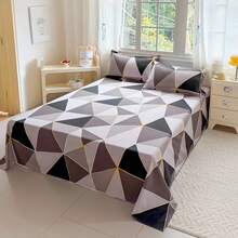 Set Sprei Motif Bunga 3 Buah (Termasuk Sarung Bantal, Tidak Termasuk Isi Bantal) Sprei & Selimut Bermotif 100% Kain Poliester, Dapat Dicuci dengan Mesin, Lembut & Tahan Lama, Cocok untuk Kamar Tidur atau Kamar Tamu, Perlengkapan Tempat Tidur Rumah Minimalis Modern - Kisi-kisi berlian - View 9