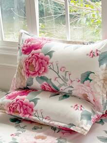 3pcs Printed Bedding Set (1 Fitted Sheet + 2 Pillowcases), Skin-Friendly Fabric Fitted Sheet Set Including Pillowcases, Without Filler, Home Bedding Set, Machine Washable - Flowers Bloom In Wealth and Prosperity - View 5