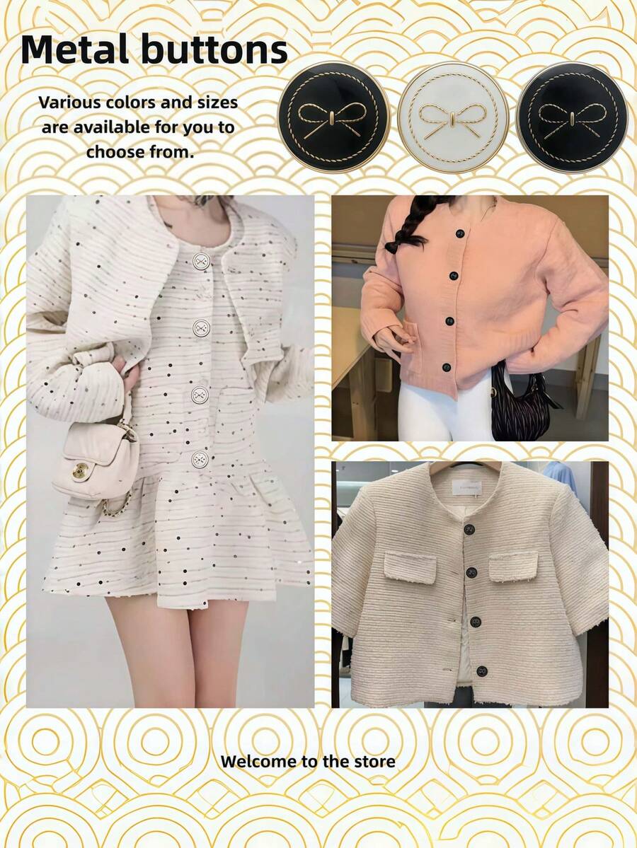 10 chiếc/gói khuy nơ bằng len cashmere mềm mại dùng cho áo sơ mi, áo khoác, áo len. - 10 chiếc - Xem 1