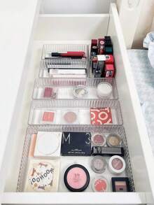 7/6件套透明抽屉式收纳盒，化妆品收纳盒，抽屉分隔器，浴室必备，卧室必备，旅行必备，返校季必备 - 無色 - 查看 2