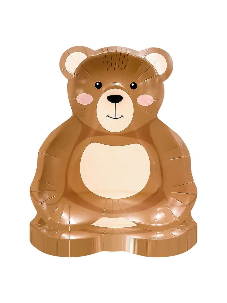 Bộ 10/20/30 đĩa dùng một lần hình gấu bông màu nâu kích thước 9x8.2 inch, đĩa giấy hình gấu, đĩa ăn hình gấu hoạt hình dễ thương cho sinh nhật, tiệc mừng em bé, đồ dùng tiệc chủ đề gấu bông, đĩa bánh tráng miệng dành cho nam và nữ. - Nhiều màu - Xem 1