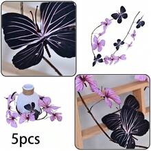 5 cành cây khô nhân tạo có hình bướm, dùng trang trí cửa sổ và sân vườn, hình bướm 3D sống động như thật. - Nhiều màu - Xem 30