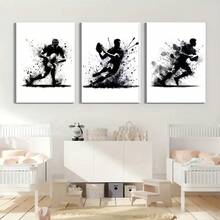 3pcs Unframed Rugby Wall Art Black Art Canvas Poster, Rugby Sports Poster Print, Rugby Gift, Living Room Home Decoration, Unframed - 222 - View 5