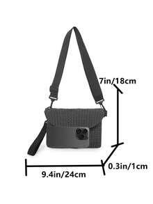 男士可调节肩带方形单肩包，轻便旅行必备，夏季休闲尼龙斜挎包，男士、青少年、通勤、户外、骑行、上学、街头时尚个性化礼物，黑色 - 黑色 - 查看 8