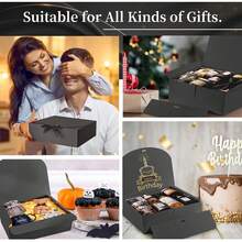 Hộp quà màu đen có nắp đậy (6/12 chiếc), hộp cầu hôn phù rể, hộp quà cưới, hộp quà tặng tiệc tùng, hộp đen sang trọng có ruy băng, hộp quà sinh nhật, hộp quà phù dâu, hộp quà tặng, quà tốt nghiệp và quà Valentine. - Xem 7