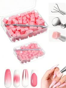 100/50pcs Mini Sponge Blocks - Manicure Accessories And Supplies (Including 4-Prong Tweezers). Tools For Nail Gel And Polish, Professional Reusable Nail Art Supplies, Manicure Tools And Instruments. Back To School Essential. Ombre Nail Sponge And Polish Applicator. - Multicolor - View 3