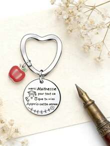 Personalized Teacher Keychain, Ideal Gift For Teachers, Graduation, Birthday, Christmas, Casual, Party, Cute, Street, Elegant, Zinc Alloy, Teacher's Day - Silver - View 7