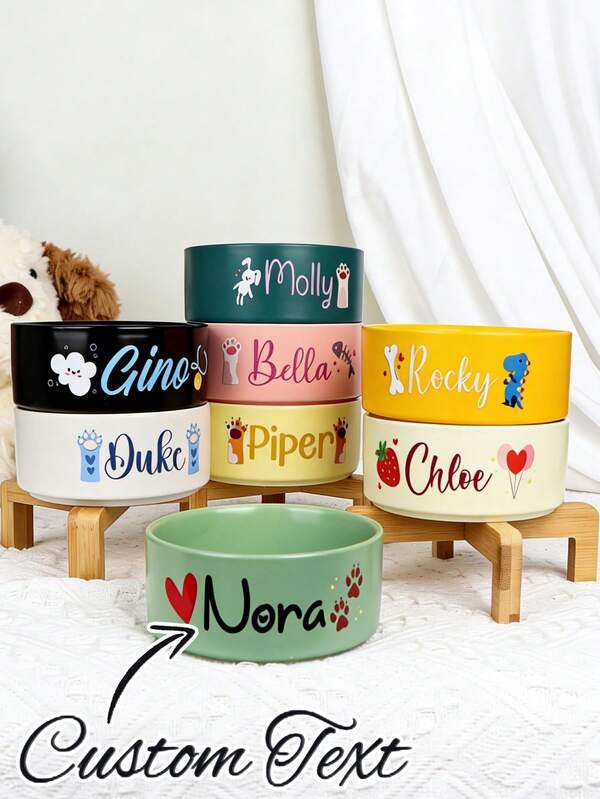 Personalized Ceramic Pet Bowl – Custom Cat & Dog Food Dish,Personalized Engraved Pet Bowl With Name/ Cat Water Bowl/Gift For Pet Lovers/ Personalized Puppy Feeding Bowl