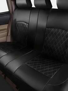 Full Set PU Leather Car Seat Covers, Single-Line Diamond Quilted PU Leather Upholstery, Suitable For Airbags, Breathable And Durable, Water-Resistant, Prevent Car Seat From Stains, Dust And Liquid Splash - Seat Covers - View 6