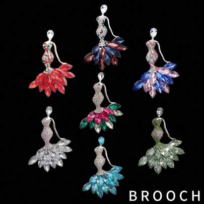 1/7 New Fashion Rhinestone Mermaid Brooch, 3D Alloy Glass Crystal Brooch, Vintage Elegant Brooch For Women's Dress And Suit, Best Gift For Friends On Holidays