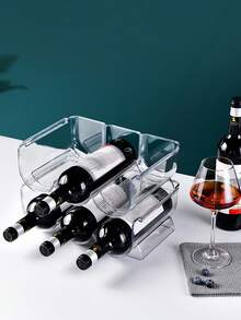 1pc/1/2/3-Tier Stackable Refrigerator Red Wine Whiskey Vodka Brandy Clear Display Storage Rack - Clear - View 8