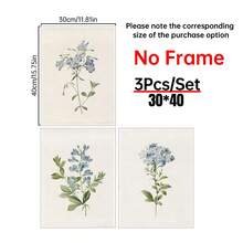 一套三幅复古蓝色植物画廊墙面艺术印刷品，乡村风格墙面装饰，花卉艺术帆布海报，乡村农舍风格装饰，适用于客厅、卧室、厨房、餐厅、咖啡厅、家庭办公室、走廊、家居和房间装饰 - 彩色 - 查看 14
