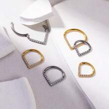 1 chiếc khuyên tai bằng thép không gỉ đính đá CZ hình giọt nước, thích hợp cho xỏ khuyên Daith, Helix, Tragus, Conch, kích cỡ 16G, dùng cho xỏ khuyên mũi. - Bạc - Xem 8