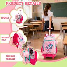 3件套儿童拉杆背包，男女童通用，含午餐包和铅笔盒，返校必备 - 兒童拉桿包 - 查看 7