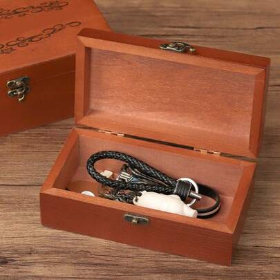 复古木质收纳盒，优雅复古木质外观，多功能大容量装饰首饰盒