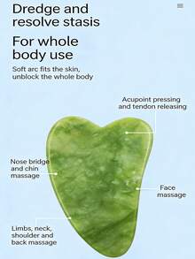Dụng cụ làm đẹp bằng ngọc bích, bảng Gua Sha, dụng cụ massage, bảng Gua Sha ngọc bích cho mặt và lưng, con lăn massage ngọc bích - màu xanh lá - Xem 6