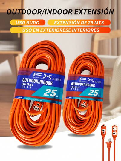 Extensión Eléctrica Uso Rudo Reforzada Color Naranja,Cables de extensión de alimentación, cables de extensión para interiores y exteriores, disponibles en múltiples especificaciones de 3M/5M/7M/15M/20M/25M.