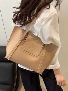High-Quality Fashion Versatile Handbag, 2025 New Summer Large Capacity Niche Luxury Shoulder Tote Bag For Women - Khaki - View 2