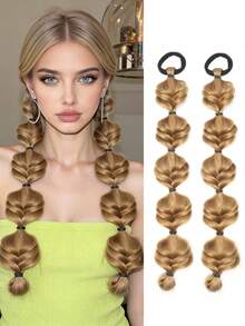 18 Inch 2pcs Hand-Woven Bubble Twist Braids Wig With Elastic Rubber Band, Heat Resistant Synthetic Wig, Suitable For Women - Multicolor - View 14