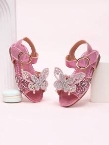 2026 New Girls Sandals, Children Princess Shoes With Rhinestone Bow, Little Girl Student Beach Shoes, Summer - Hot Pink - View 3