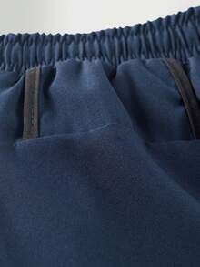 男士户外运动双层短裤，柔软透气，速干，带手机口袋和毛巾环，适合跑步、健身和休闲户外活动 - 藏蓝色 - 查看 7