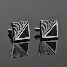 Men's Square Plaid Cufflinks, New Arrival Simple Stripe Check Cuff Links For French Dress Shirts, Fashion Personality Business Casual Jewelry Accessories - Silver - View 7
