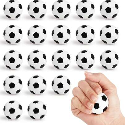 1个迷你泡沫足球，适用于足球主题生日派对、学校嘉年华、家居装饰、房间装饰、办公桌装饰和派对礼品。挤压它有助于缓解工作或学习时的压力、焦虑和紧张，适合成人使用。