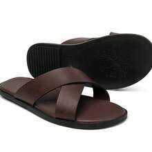 2026 New Summer Fashion Men's Beach Party One-Strap Soft Bottom Flip Flops - Brown - View 6