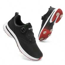 Men's Golf Casual Sports Shoes - Black With Studs - View 13