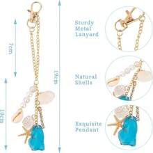 1件新款时尚高端贝壳珍珠钥匙扣，优雅珍珠钥匙圈吊坠 - 彩色 - 查看 4