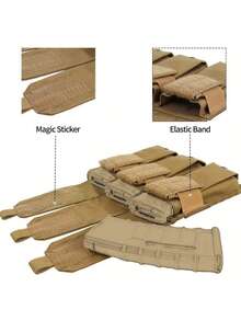 1 MOLLE Triple Magazine Pouch - Outdoor M4 Triple Pouch For Vest Accessory, Made Of Polyester Blend Fabric, With Snap Closure - Multicolor - View 5