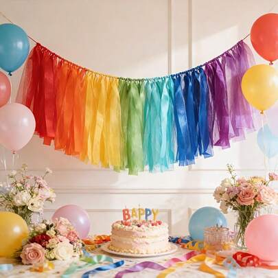 Dây ruy băng nhiều màu sắc dài 3 mét để trang trí, vòng hoa tua rua kiểu lễ hội Mexico, thích hợp cho lễ hội, đám cưới, lễ tốt nghiệp, tiệc độc thân, sinh nhật, trang trí tiệc cưới.